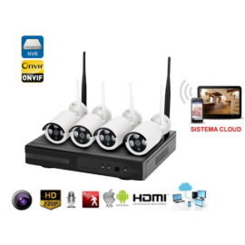 Kit videosorveglianza wireless nve 4 canali 4 telecamere IP Wifi+Nvr+ Monitor 10