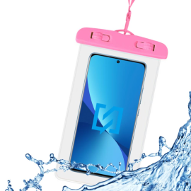 Cover Impermeabile Per Smartphone Fino A 6.5” Waterproof Con Tracolla Rosa WA06