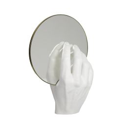 Scultura mano e specchio white