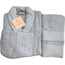 Set 3 pezzi accappatoio e 2 asciugamani Laura Biagiotti collezione HOME - Grigio