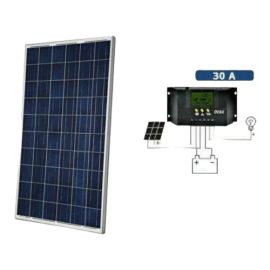 KIT 100W PANNELLO ENERGIA SOLARE FOTOVOLTAICO REGOLATORE CARICA 30A CAMPER CASA