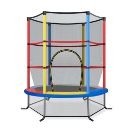 Tappeto elastico per bambini con rete di sicurezza, Tappeto elastico con struttura in acciaio 