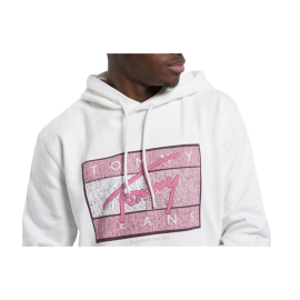 Tommy hilfiger felpa c8720638498797on cappuccio bianco new logo uomo dm0dm21100 ybl