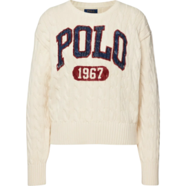 Polo Ralph Lauren Maglione Girocollo In Cotone Con Logo A Trecce Da Donna - Beig