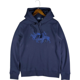 Polo Ralph Laure Felpa Felpa Uomo Con Cappuccio Triplo Pony Ricamato Maxi Logo	
