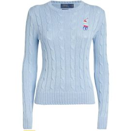 Ralph Lauren Pullover Donna Trecce Cotone Con Ricamo Big Pony Ricamato Multicolor