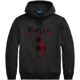Polo Ralph Lauren Felpa Uomo Nera Big Pony Scozzese Felpa Maxi Logo Con Cappuccio Pony Rosso Nero A 