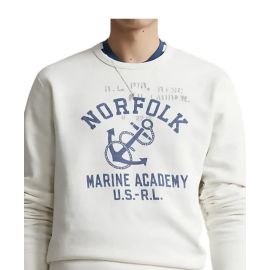 Polo Ralph Lauren Felpa Uomo Bianca Girocollo Con Stampa Ancora Polo Ralph Lauren Anchor-print Fleec