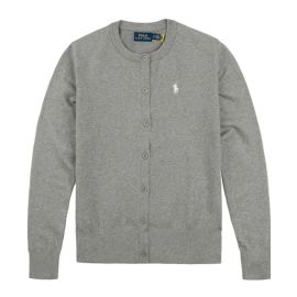 Ralph Lauren Cardigan Donna 100 % Cotone Pullover Girocollo Con Bottoni Tinta Unita Pony Logo Ricama