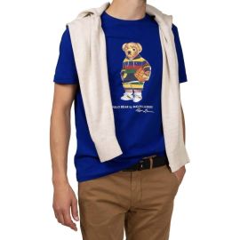 Polo Ralph Lauren T-Shirt Uomo Basket Bear Maglia Girocollo Mezze Maniche Orso-Blu royal-XXL