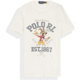 Polo Ralph Lauren Short Sleeve T-Shirt Con Stampa Uomo Maglia Bianca Girocollo 100% Cotone Maglietta