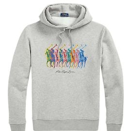 Ralph Lauren Uomo Felpa Con Cappuccio Polo E Big Pony Polsini a Coste	