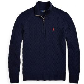 Polo ralph lauren pullover cable knit cotton quarter zip sweater - maglione - camel melang