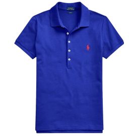 Ralph Lauren Polo Donna Mezze Maniche Slim- Fit Polo Scollo A V Piquet Pony Ricamato Maniche Corte C