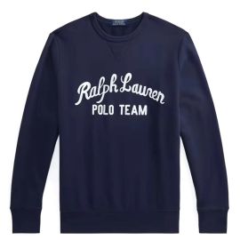 Ralph Lauren Felpa Blu Uomo Girocollo Scritta "Ralph Lauren Polo Team" Felpa Blu e Bianca Ricamata L