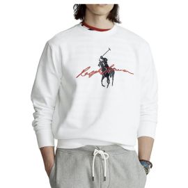 Ralph Lauren Felpa Uomo Bianca Girocollo Logo Stampato Big Pony Con Scritta Polo Ralph Lauren Polsin