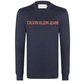 CALVIN KLEIN JEANS Felpa Uomo Slim Fit 100% Cotone Maxi Logo	