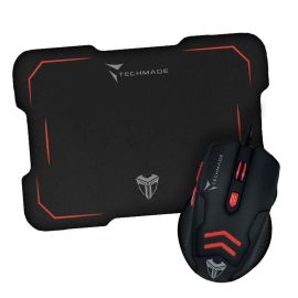 Techmade TM-M016 Mouse USB e Mousepad Gaming Rosso