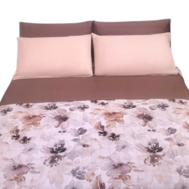 Trapuntino copriletto 2 posti fantasia floreale beige collezione PLATINUM