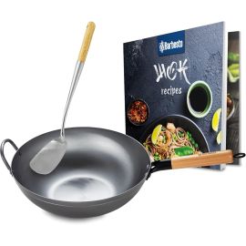  wok in acciaio al carbonio I Base piatta per gas, induzione e grill I Padella wok 